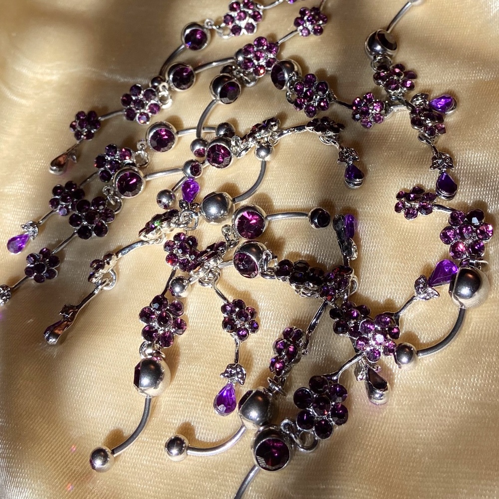 🌳 4/$20 NEW 3-Flower Dangle 14g Belly Ring